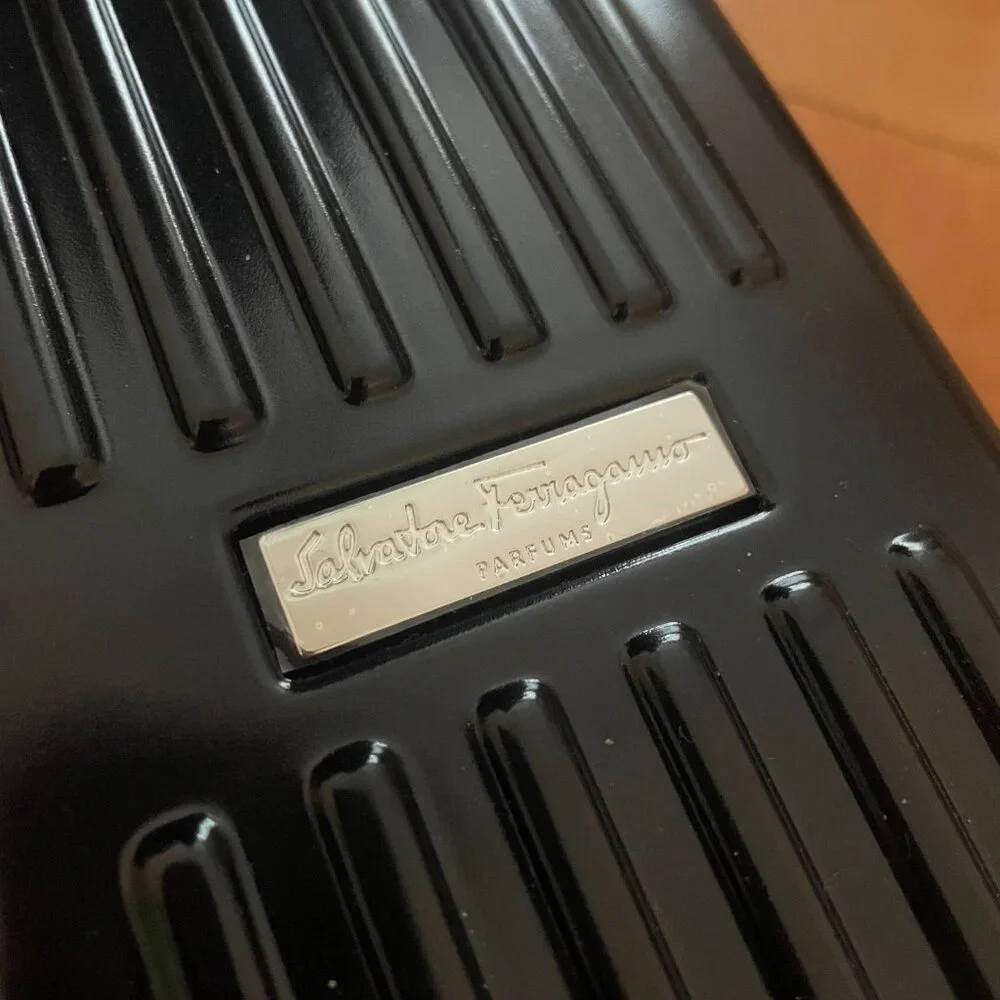 NEW Salvatore Ferragamo Sleek Black Hardcase Travel Case with Amenities - Picture 3 of 7